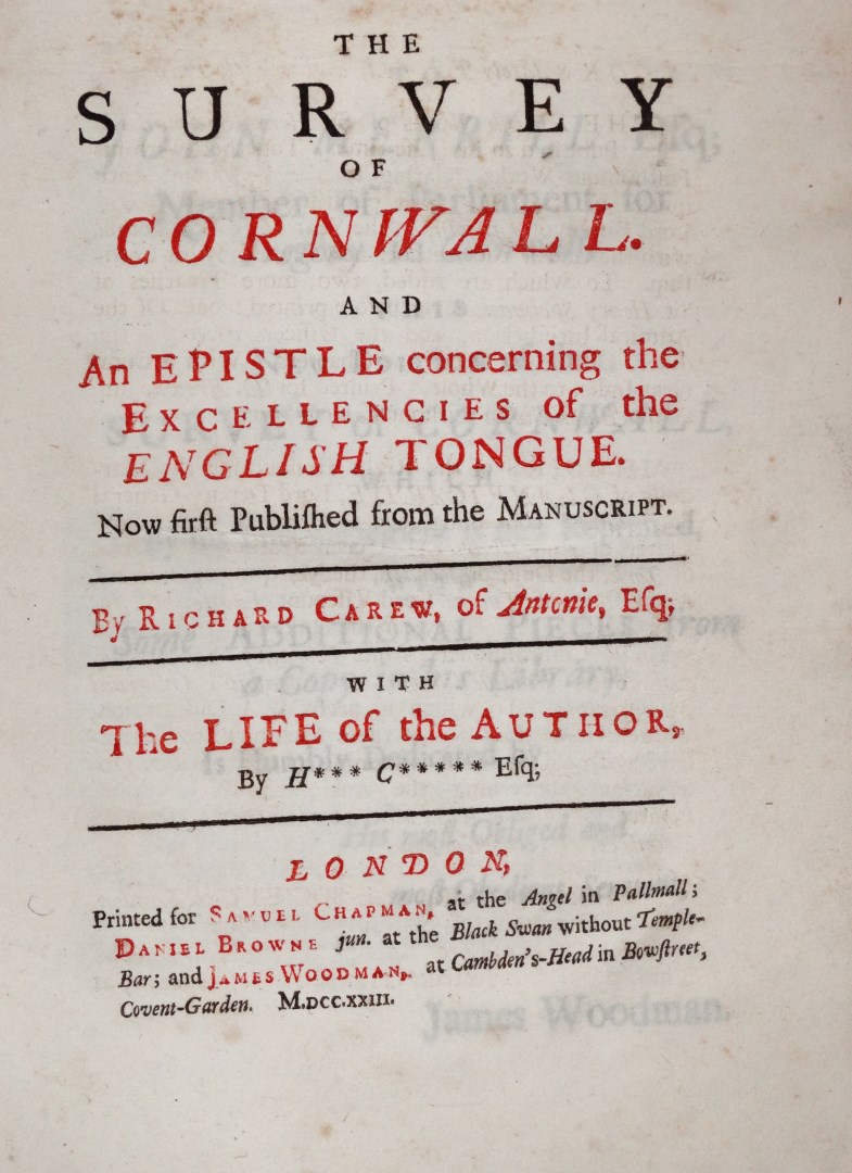 Books - 'The Survey of Cornwall And An Epistle concerning the Excellencies of the English Tongue' by - Image 2 of 15