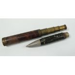 Dolland London brass telescope - A 19th century brass and leather bound five draw telescope,