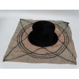 Woodrow top hat - An early 20th century Woodrow moleskin and black silk top hat, inscribed to