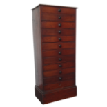 Collectors cabinet - A small late Victorian mahogany collectors cabinet consisting of twelve drawers