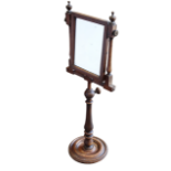 Victorian shaving mirror - A small square walnut chevron inlaid bevelled adjustable shaving mirror