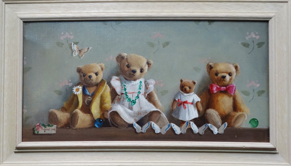 DEBORAH JONES (1921-2012) Teddy Bears And Butterflies Oil on canvas Signed Framed Picture size 30 - Image 2 of 4