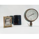 Zenith Watch Co. alarm clock - A brass cased 8 day clock, the rectangular dial impressed 'Meader