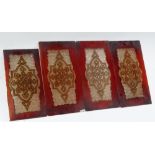 Stained glass panels - Four amber glass panels, each 26.5 x 13.8cm.