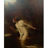 Follower Of William Etty (1787-1849) Bathing Nymph Oil on canvas Framed Picture size 60 x 50cm