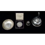 Silver etc. - An 800 silver dish inset a coin, an Edward VII commemorative coin in a fitted purple