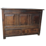 18th century mule chest - An oak three panelled chest above two drawers, height 79cm, width 112cm,