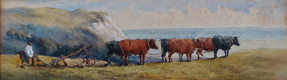 CHARLES AUSTEN LEE Team Of Oxen Watercolour Signed verso Framed and glazed Picture size 11.5 x