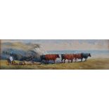 CHARLES AUSTEN LEE Team Of Oxen Watercolour Signed verso Framed and glazed Picture size 11.5 x