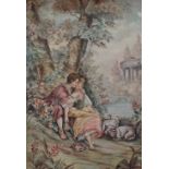 Continental School (XIX-XX) Classical Lovers Watercolour on canvas Framed Picture size 146 x 96cm