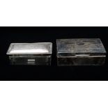 Silver - A silver engine turned cigarette box, height 4.5cm, width 14cm, together with a rectangular