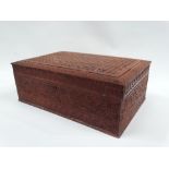 Sandalwood box - A carved box, height 14cm, width 38cm, depth 25.5cm, together with a quantity of