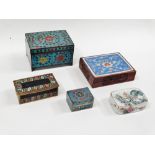 Cloisonne boxes etc - Four cloisonne boxes, largest height 7cm, width 12cm, depth 8.5cm, together