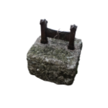 Boot scraper - A wrought iron boot scraper set in a granite block, overall height 40cm, granite