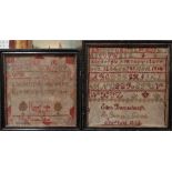 Victorian samplers -An alphabet and numerical sampler by Ellen Barraclough, St George's School