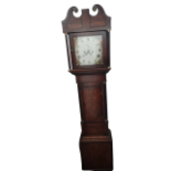 Victorian longcase clock - A Victorian oak cased and mahogany banded 8 day longcase clock with
