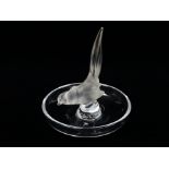 Lalique - A Lalique pin dish with pheasant finial, height 10.5cm.