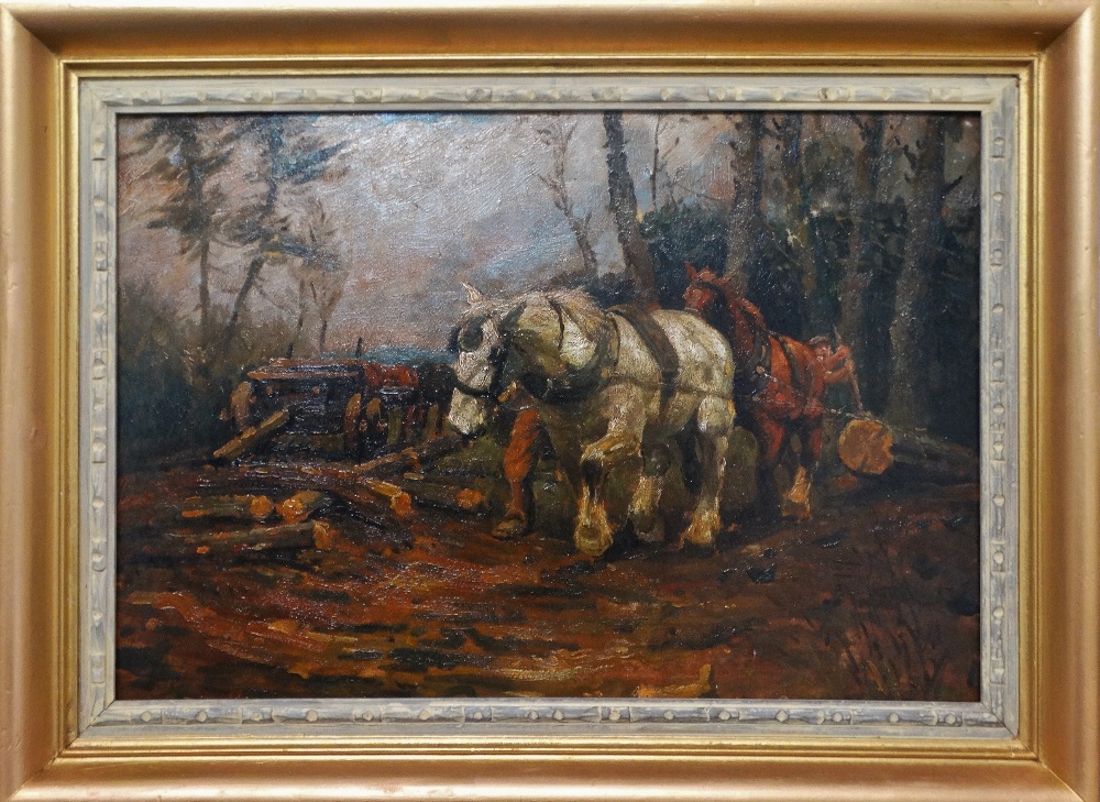 Early 20th Century English School Horse And Cart Oil on board Framed Picture size 41 x 59cm - Image 2 of 3