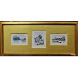 19th Century School Triptych of watercolours Framed and glazed Central image 11 x 9.5cm Overall size