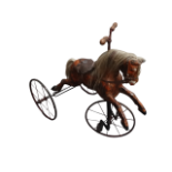 Victorian child's tricycle horse - A late Victorian wooden and painted horse, with horsehair tail