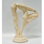 Female plaster sculpture - An Art Deco style naked female sculpture 'Sultry Awakening' on oval