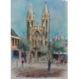 JOHN BAMPFIELD (1947) Truro Cathedral Watercolour and pencil Signed, titled and dated '89 Framed and