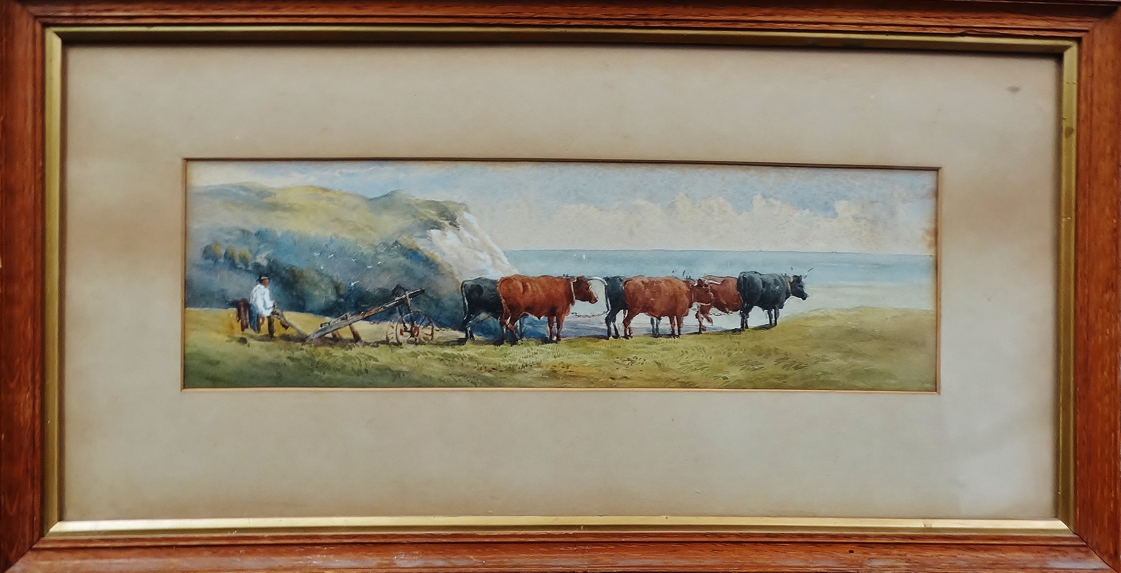 CHARLES AUSTEN LEE Team Of Oxen Watercolour Signed verso Framed and glazed Picture size 11.5 x - Image 2 of 4