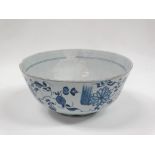17th/18th century Delft bowl - A deep bowl decorated with flowers and wheat sheaves, height 12cm,