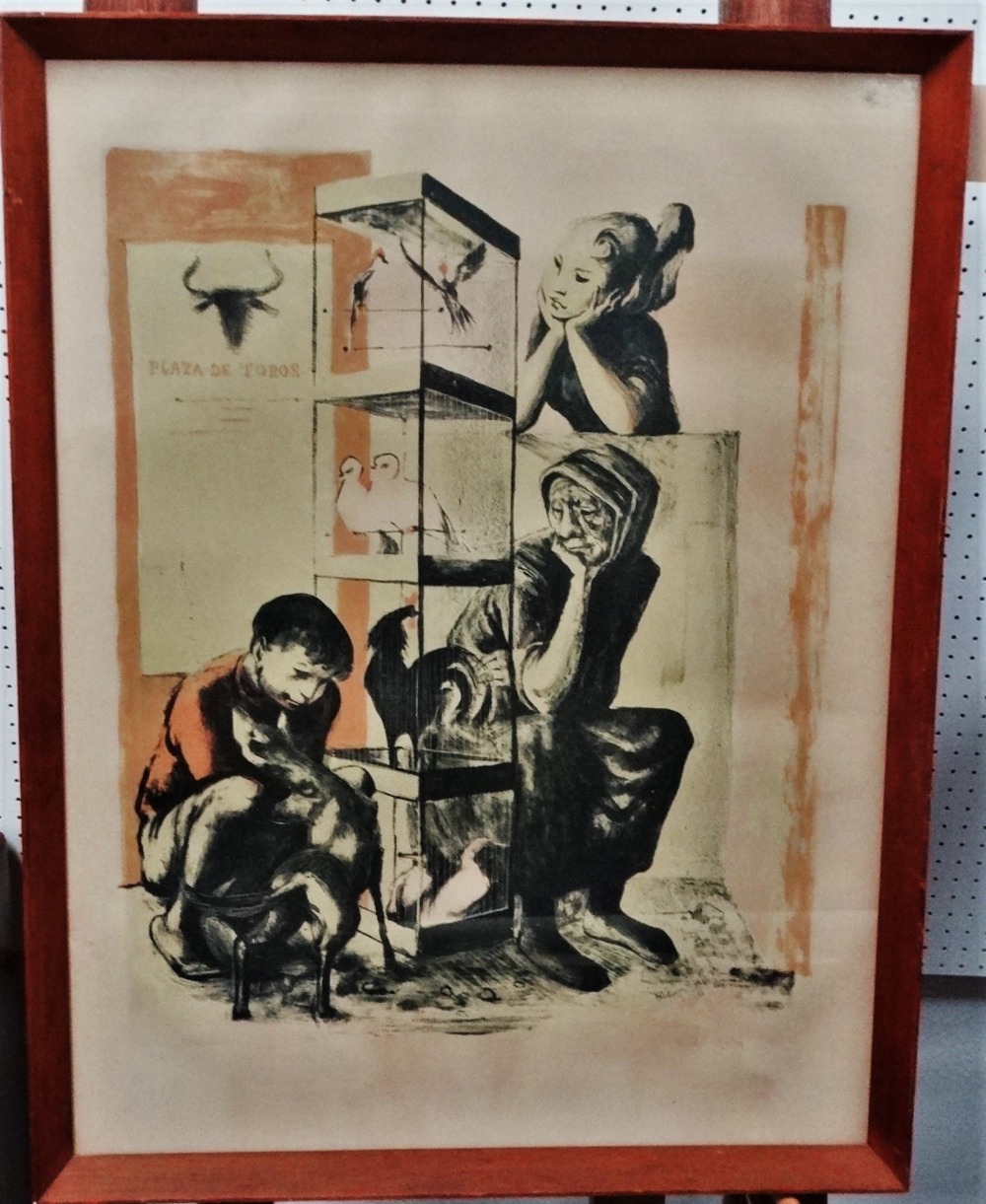 MICHAEL AYRTON (1921-1975) The Bird Sellers Lithograph 50/50 Signed Framed and glazed Picture size - Bild 2 aus 3