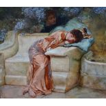 FRANK HOBDEN (act. 1879-1930) A Secret Admirer Oil on canvas Signed Framed Picture size 24.7 x 29.