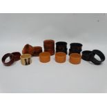 Four Mauchline ware napkin rings - views of Blackpool, together with six chinoiserie papier mache