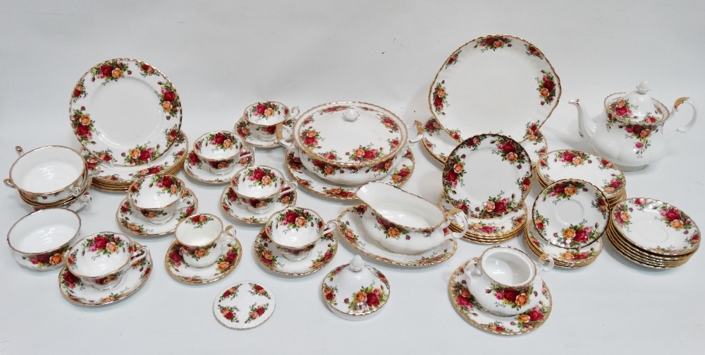 A Royal Albert 'Old Country Roses' part dinner and tea service - including a tureen, teapot, cups,