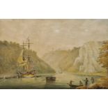 NICHOLAS POCOCK (1740-1821) Cooks Folly, River Avon Bristol Watercolour Framed and glazed Picture