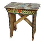A 19th century Scandinavian painted stool - the rectangular top above notched end supports joined by