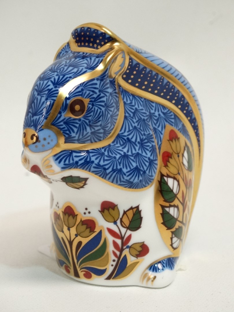 Royal Crown Derby Debenhams squirrel paperweight - decorated in Imari pattern, with a gold - Image 5 of 5