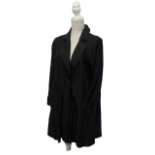 A ladies black silk coat - three quarter length with belt