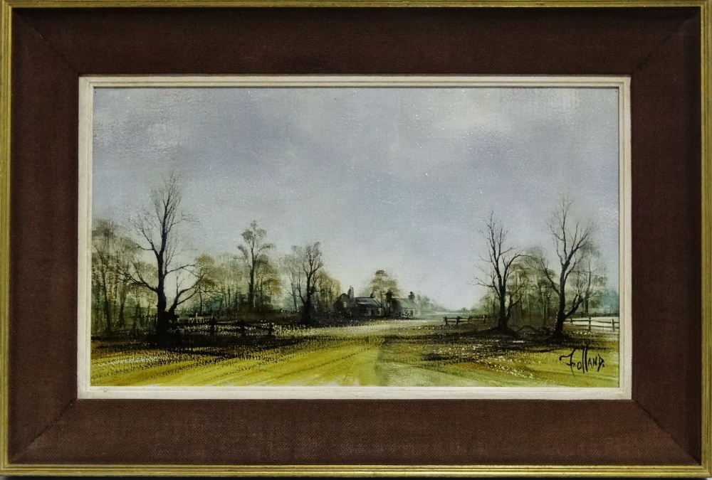 RONALD NORMAN FOLLAND (1932-1999) Winter Trees Oil on canvas Signed lower right Framed Picture - Image 2 of 4