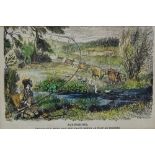 Fly-Fishing Hand coloured engraving Framed and glazed Picture size 10.5 x 16.5cm Overall size 23 x