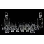 A Waterford crystal cut glass decanter - square, height 26cm, together with another similar a