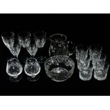 A small collection of 20th century cut glass - comprising six tumblers, five wine glasses, two