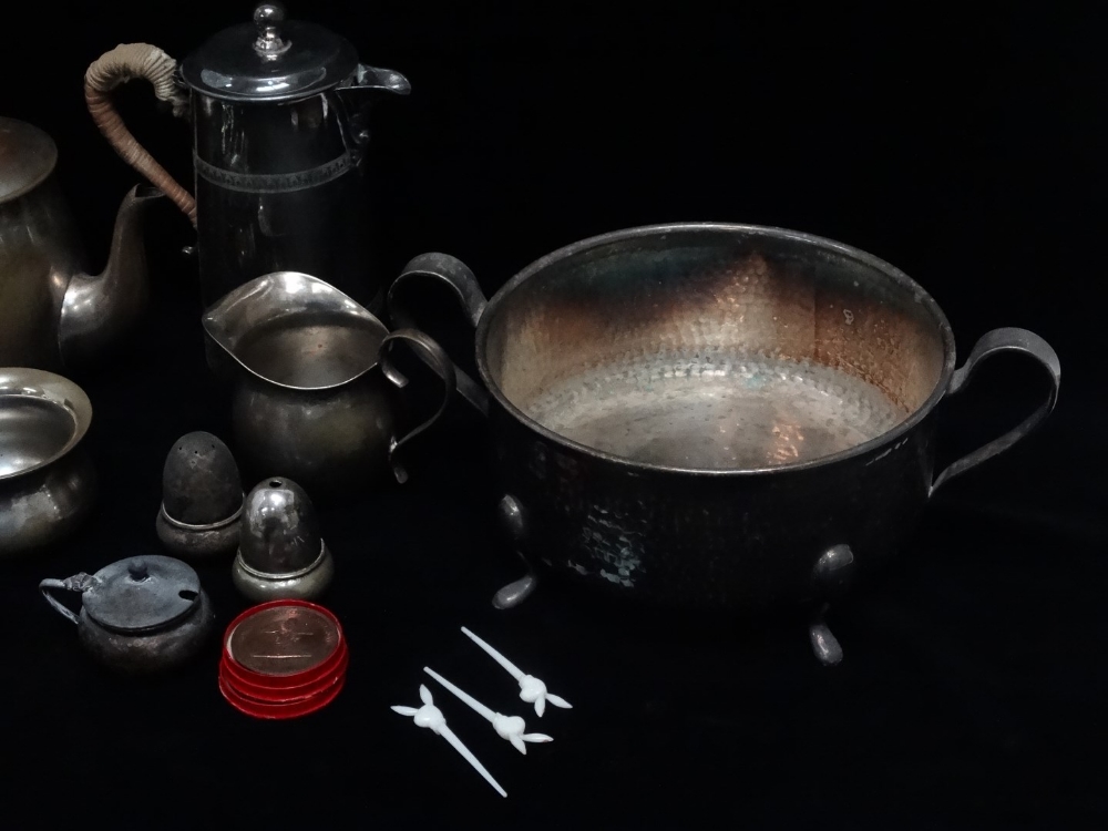 A quantity of platedware - mostly 20th century, with teapot, hot water jug and a dish ring - Image 4 of 5