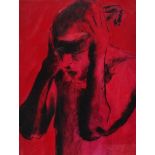 LAURA WILD 20th/21st Century British Black and Scarlet Pastel and oil on paper Signed, titled and