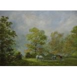 GEORGE HORNE 20th Century British School Horses In An Autumn Pasture Oil on canvas Signed lower