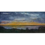 M.A. MORGAN. Sunrise Watercolour Signed Framed and glazed Picture size 11.8 x 24.4cm Overall size