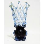 A Murano style splash vase - with a web of blue glass above a red bulb, height 29cm.