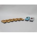 Dinky die cast vehicles - a Dinky No.130 Ford Consul Corsair, pale blue body with white interior and