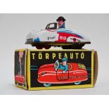 Torpeauto tin plate race car - push and go friction drive, in Shell/Martini livery, with original