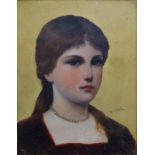 Alfred SEIFERT (1850-1901) Portrait of a Young Woman Oil on mahogany panel Signed mid right Framed