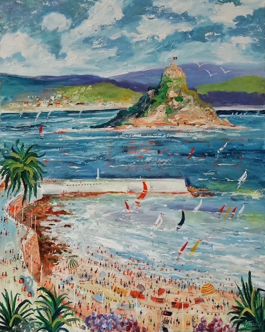 SIMEON STAFFORD (1956) Jubilee Pool, Penzance Oil on canvas Signed, further signed verso