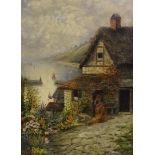 W. CARTER Clovelly Oil on canvas Signed lower right Titled verso Framed Picture size 49 x 34cm
